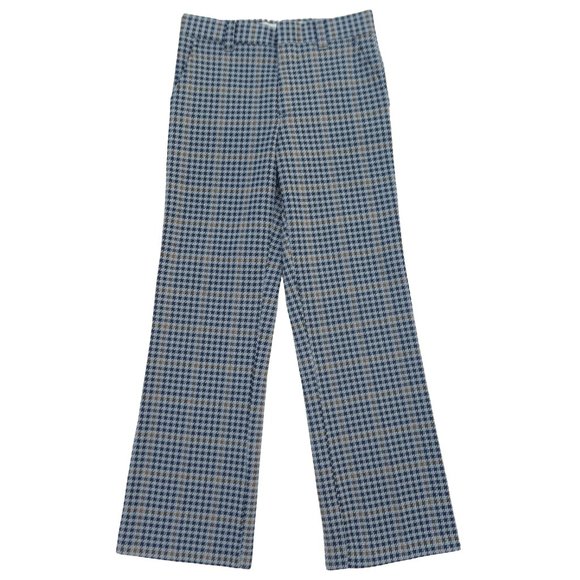 30x31 Vintage Double Knit Houndstooth Plaid Trouser Pants Groovy Straight Leg - Picture 9 of 11
